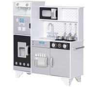 AIYAPLAY Kids Play Kitchen with Stove Sounds Microwave Sink for Ages 3-6 | Large Pretend Play Kitchen, Ice Maker, Coffee Maker, Stainless Steel Utensils, Cooking Role Play Set, for Boys and Girls