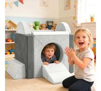 AIYAPLAY Kids Play Sofa, 12 Pieces Foam Modular Soft Play Couch for Playroom, Bedroom, Living Room, Children Convertible Sofa for Boys and Girls, Grey