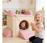 AIYAPLAY Kids Play Sofa, 12 Pieces Foam Modular Convertible Sofa, Pink, Pink