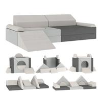 AIYAPLAY Kids Play Sofa, 12 Pieces Foam Modular Soft Play Set for Playroom, Children Convertible Sofa for Boys and Girls, Grey