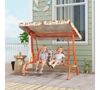 AIYAPLAY Kids Porch Swing with Seat Belts - Adjustable Canopy - Orange | TJ Hughes