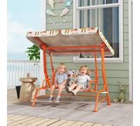 AIYAPLAY Kids Porch Swing with Seat Belts, Adjustable Canopy, Orange | Size: 2 Seater AIYAPLAY Orange 2 Seater