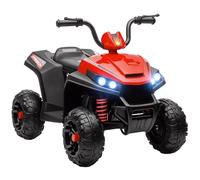 AIYAPLAY Kids Quad Bike, 12V Electric Ride on ATV with 4 Wheels Spring Suspension, LED Light, Music, MP3, 5KM/H Battery Powered, for Ages 3-5 Years, Red
