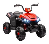 AIYAPLAY Kids Quadbike, 12V Electric Ride on ATV with 4 Wheels Spring Suspension, LED Light, Music, MP3, 5KM/H Battery Powered, for Ages 3-5 Years, White