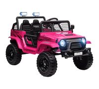 AIYAPLAY Kids Ride Age 3+ On Car, 12V Battery Powered Electric Truck with 4 Spring Suspension Wheels, Parental Remote Control, Music Horn LED Lights, Pink