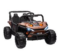 AIYAPLAY Kids Ride on Car, 12V Battery Powered Electric Truck with Remote Control, 4 Suspension Wheels, Horn, Lights, Music, USB, for Ages 3-5 Years, Brown