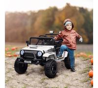 Aiyaplay Kids Ride On Car, 12V Electric Truck W/ Suspension - White, White