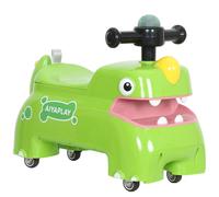 AIYAPLAY Kids Ride On Car, Dinosaur Foot to Floor Slider with Storage, Toddler Walker with Light, Sounds, Green