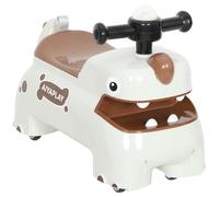 AIYAPLAY Kids Ride On Car, Dinosaur Shape Foot to Floor Slider with Under Seat Storage, Baby Toddler Walker with Light, Music and Sounds for 18-36 Months, Cream White