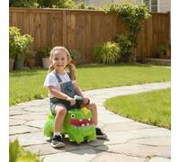 AIYAPLAY Kids Ride On Car, Dinosaur Shape Foot to Floor Slider with Under Seat Storage, Baby Toddler Walker with Light, Music and Sounds for 18-36 Months, Green