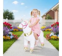 AIYAPLAY Ride On Horse, Plush Kids Rocking Horse with Wheels, Ride On Unicorn Toy for Ages 3-5 Years Old, No Batteries Required, White