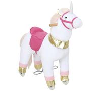 AIYAPLAY Kids Rocking Horse, Plush Walking Horse with Wheels, Ride On Unicorn Toy for Ages 3-5 Years Old, White