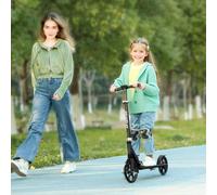 AIYAPLAY Kids Foldable Kick Scooter with Adjustable Handlebar, 200mm Big Wheel, Rear Fender Brake, Gift for Ages 6-12 Years Girls - Black - Kids Scooter