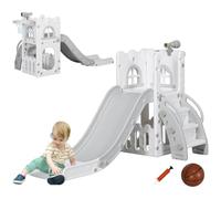 AIYAPLAY 4 In 1 Kids Slide For Indoor Use - For Toddlers 1-3 Years - Grey | TJ Hughes