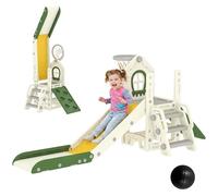 AIYAPLAY Kids Slide Foldable 4 in 1 for Boys Girls Age 1-3 Cream White