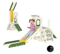 AIYAPLAY Kids Slide Foldable 5 in 1 for Boys Girls Age 1-3 Cream White
