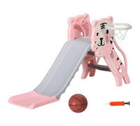AIYAPLAY Kids Slide with Basketball Hoop, Basketball, for 18-36 Months, Pink