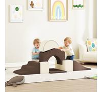 AIYAPLAY Kids Soft Play Set, 7 Piece Foam Climbing Blocks, Brown