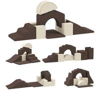 AIYAPLAY Kids Soft Play Set, Detachable Cover for Preschoolers, Brown | 7 Piece Foam Climbing Blocks, Baby Indoor Climb and Crawl Foam Play Set, for Toddlers