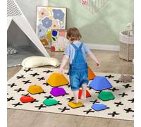 AIYAPLAY Kids Stepping Stones, 11 Piece Balance Stepping Stones for Kids, Heart-Shaped Non-Slip Stackable River Stones, Sensory Toy for Balance and Motor Skills, Indoor Outdoor Obstacle Courses