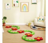 AIYAPLAY 13 PCS Kids Balance Beam, Stepping Stones Set with Non-slip Textured Surface & Bottom, Outdoor Indoor Sensory Toys, Obstacle Course for Toddlers Ages 3-8, Green