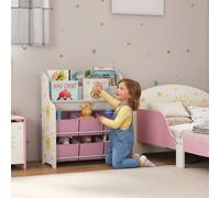 AIYAPLAY Kids Storage Unit with 6 Fabric Drawers & 2-Tier Sling Rack, Pink, Pink