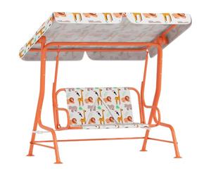AIYAPLAY Kids Swing Chair 2-Seater Adjustable Canopy Seat Belts Orange | Patio Swing Bench, Indoor Outdoor, Garden, Patio, Playroom