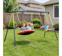 AIYAPLAY Kids Metal Frame Double Swing Set - Size: 178 x 160 x 265cm - Multicolour - Wilko