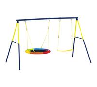 AIYAPLAY Kids Swing Set with Double Swings, Outdoor Playset with Adjustable Ropes, Metal Frame for Ages 3-8, 150kg Capacity