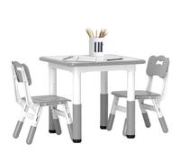 Aiyaplay 3 Pcs Height Adjustable Kids Table And Chair Set For Playroom - Grey, Grey