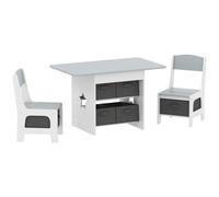 AIYAPLAY Kids Table and Chair Set, Toddler Table and 2 Chairs Set with 6 Removable Drawers, for Boys Girls Ages 3-8, Light Grey
