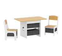 AIYAPLAY Kids Table and Chair Set, Toddler Table and 2 Chairs Set with 6 Removable Drawers, for Boys Girls Ages 3-8, Natural