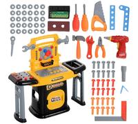 AIYAPLAY Kids Tool Bench, 102 Pieces Workbench Kids Tool Set with Electric Drill, Storage, for Ages 3-6 Years, Yellow