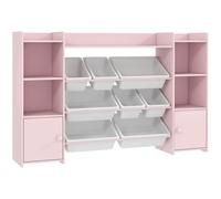 AIYAPLAY Kids Toy Organizers and Storage with 8 Removable Storage Bins and Bookshelf, Pink