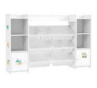 AIYAPLAY Kids Toy Organizers and Storage with 8 Removable Storage Bins and Bookshelf, White