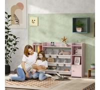 Aiyaplay Kids Toy Storage Organiser With 8 Removable Storage Bins, Pink