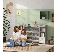 AIYAPLAY Kids Toy Storage Organiser with 8 Removable Storage Bins, White, White