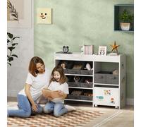 Aiyaplay Kids Toy Storage Unit With 11 Fabric Bins, 3 Stickers, White
