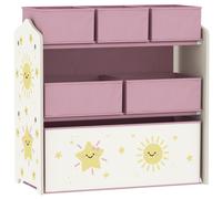 AIYAPLAY Kids Toy Storage Units, 3-Tier Toy Organiser Shelf with 6 Removable Boxes for Kids, Bedroom, Playroom, Pink