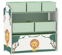AIYAPLAY Kids Toy Storage Units, 3-Tier Toy Organiser Shelf with 6 Removable Boxes for Kids, Bedroom, Playroom, Green