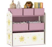 AIYAPLAY Kids Toy Storage Units, 3-Tier Toy Organiser Shelf with 6 Removable Fabric Boxes for Kids, Boys, Girls, Bedroom, Playroom, Nursery, Pink Pink