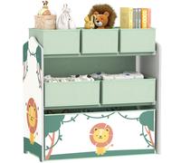 AIYAPLAY Kids Toy Storage Units, 3-Tier Toy Organiser Shelf with 6 Removable Fabric Boxes for Kids, Boys, Girls, Bedroom, Playroom, Nursery, Green Green