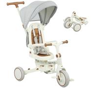 Aiyaplay 5 In 1 Foldable Kids Trike, Toddler Tricycle For 1-3 Years, Cream White