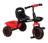 AIYAPLAY Kids Trike, Toddler Tricycle for 2 to 5 Years, with Adjustable Seat, Pedal, Front Rear Baskets, 3 Wheels Kids Bike Gift for Boys and Girls, Red