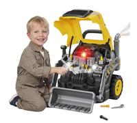 AIYAPLAY Kids Truck Engine Toy Steering Wheel with Spray Ages 3-6 Yellow | Excavator Toy, Lights, Sounds, Bucket, Take Apart Mechanic Repair Set, Educational Gifts for 3-6 Year Old Boys Girls