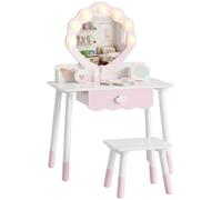 AIYAPLAY Kids Vanity Set Kids Dressing Table with Chair for 3-8 Years Pink
