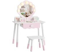 AIYAPLAY Kids Vanity Set with Chair, Acrylic Mirror, Lighted Bulbs, Pink AIYAPLAY Pink