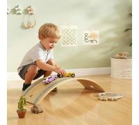 AIYAPLAY Kids Wooden Balance Board with Rope and Felt for Sensory Play - 81W x 29D x 19.5H cm - Natural wood finish
