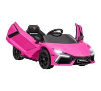 AIYAPLAY Lamborghini Revuelto Licensed Kid Electric Car, 12V Kids Electric Ride On with Butterfly Doors, Suspension, Remote Control, LED Lights, Horn, USB, MP3 for 3-5 Years, Pink