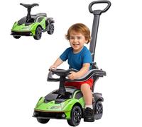 AIYAPLAY Licensed 2 in 1 Baby Ride on Push Car Toddler Push Along Car with Parent Handle Foot To Floor Slider with Horn Steering Wheel NO POWER for 1-3 Years, Green